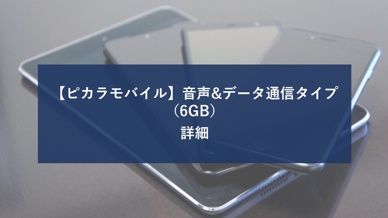 ピカラモバイル 音声&データ通信タイプ 6GBのイメージ